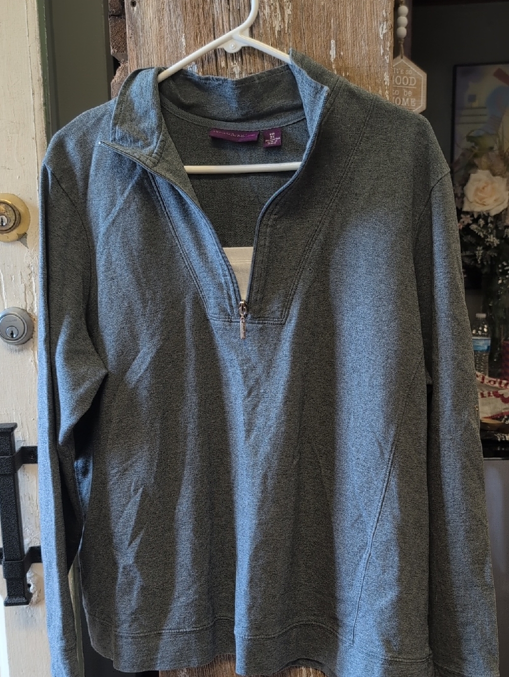 Gloria Vanderbilt Women's Gray Half-Zip Pullover Sweatshirt